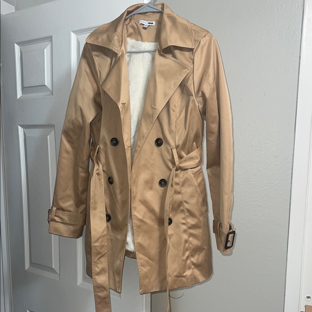 NWOT Camel Double-Breasted Trench Coat